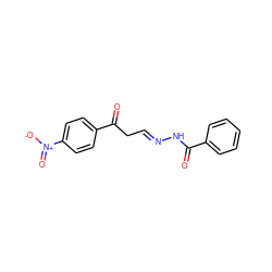 O=C(C/C=N/NC(=O)c1ccccc1)c1ccc([N+](=O)[O-])cc1 ZINC000101745808