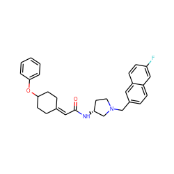 O=C(C=C1CCC(Oc2ccccc2)CC1)N[C@@H]1CCN(Cc2ccc3cc(F)ccc3c2)C1 ZINC000043074175