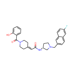 O=C(C=C1CCN(C(=O)c2ccccc2O)CC1)N[C@@H]1CCN(Cc2ccc3cc(F)ccc3c2)C1 ZINC000043024685