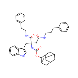 O=C(C[C@@](Cc1c[nH]c2ccccc12)(NC(=O)OC1C2CC3CC(C2)CC1C3)C(=O)NCCc1ccccc1)NCCCc1ccccc1 ZINC000027995304