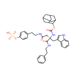 O=C(C[C@@](Cc1c[nH]c2ccccc12)(NC(=O)OC1C2CC3CC(C2)CC1C3)C(=O)NCCc1ccccc1)NCCc1ccc(OS(=O)(=O)O)cc1 ZINC000027992360