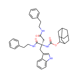 O=C(C[C@@](Cc1c[nH]c2ccccc12)(NC(=O)OC1C2CC3CC(C2)CC1C3)C(=O)NCCc1ccccc1)NCCc1ccccc1 ZINC000027989866