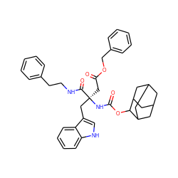 O=C(C[C@@](Cc1c[nH]c2ccccc12)(NC(=O)OC1C2CC3CC(C2)CC1C3)C(=O)NCCc1ccccc1)OCc1ccccc1 ZINC000028001265