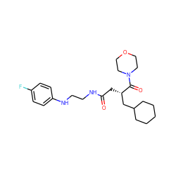 O=C(C[C@@H](CC1CCCCC1)C(=O)N1CCOCC1)NCCNc1ccc(F)cc1 ZINC000014971664