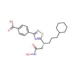 O=C(C[C@@H](CCCC1CCCCC1)c1nc(-c2ccc(C(=O)O)cc2)no1)NO ZINC000028701782