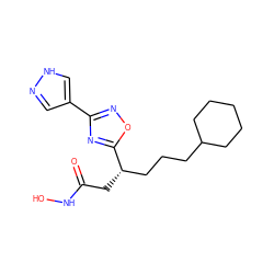 O=C(C[C@@H](CCCC1CCCCC1)c1nc(-c2cn[nH]c2)no1)NO ZINC000028701808