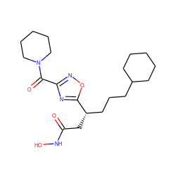 O=C(C[C@@H](CCCC1CCCCC1)c1nc(C(=O)N2CCCCC2)no1)NO ZINC000034230141