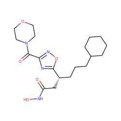 O=C(C[C@@H](CCCC1CCCCC1)c1nc(C(=O)N2CCOCC2)no1)NO ZINC000038394594