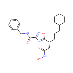 O=C(C[C@@H](CCCC1CCCCC1)c1nc(C(=O)NCc2ccccc2)no1)NO ZINC000034296594