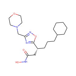 O=C(C[C@@H](CCCC1CCCCC1)c1nc(CN2CCOCC2)no1)NO ZINC000028701859