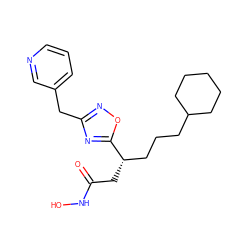 O=C(C[C@@H](CCCC1CCCCC1)c1nc(Cc2cccnc2)no1)NO ZINC000028701841