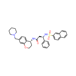 O=C(C[C@@H](NS(=O)(=O)c1ccc2ccccc2c1)c1ccccc1)N[C@@H]1CCOc2cc(CN3CCCCC3)ccc21 ZINC000014192185