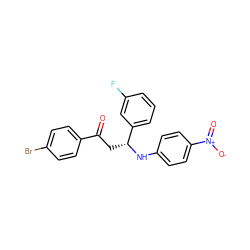 O=C(C[C@@H](Nc1ccc([N+](=O)[O-])cc1)c1cccc(F)c1)c1ccc(Br)cc1 ZINC000049802753