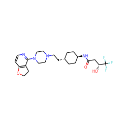 O=C(C[C@@H](O)C(F)(F)F)N[C@H]1CC[C@H](CCN2CCN(c3nccc4c3CCO4)CC2)CC1 ZINC000261087092