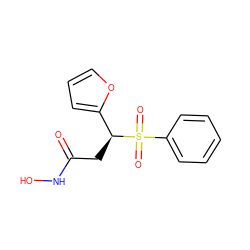 O=C(C[C@@H](c1ccco1)S(=O)(=O)c1ccccc1)NO ZINC000013808891