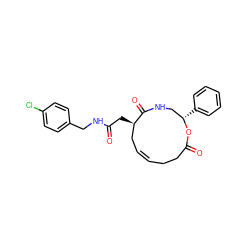 O=C(C[C@@H]1C/C=C/CCC(=O)O[C@@H](c2ccccc2)CNC1=O)NCc1ccc(Cl)cc1 ZINC000049045324