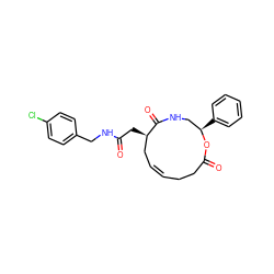 O=C(C[C@@H]1C/C=C/CCC(=O)O[C@H](c2ccccc2)CNC1=O)NCc1ccc(Cl)cc1 ZINC000040914745