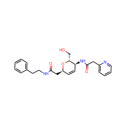 O=C(C[C@@H]1C=C[C@H](NC(=O)Cc2ccccn2)[C@@H](CO)O1)NCCc1ccccc1 ZINC000095599361