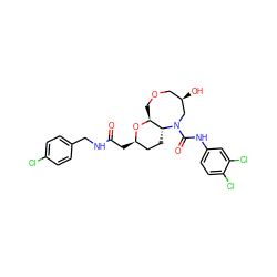 O=C(C[C@@H]1CC[C@@H]2[C@H](COC[C@@H](O)CN2C(=O)Nc2ccc(Cl)c(Cl)c2)O1)NCc1ccc(Cl)cc1 ZINC000095605357