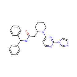 O=C(C[C@@H]1CCCCN1c1ccnc(-n2ccnc2)n1)NC(c1ccccc1)c1ccccc1 ZINC000035272197