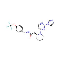 O=C(C[C@@H]1CCCCN1c1ccnc(-n2ccnc2)n1)NCc1ccc(OC(F)(F)F)cc1 ZINC000035274939