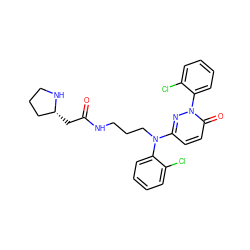 O=C(C[C@@H]1CCCN1)NCCCN(c1ccc(=O)n(-c2ccccc2Cl)n1)c1ccccc1Cl ZINC000036761657