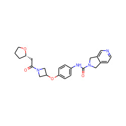 O=C(C[C@@H]1CCCO1)N1CC(Oc2ccc(NC(=O)N3Cc4ccncc4C3)cc2)C1 ZINC000166128244