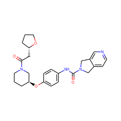 O=C(C[C@@H]1CCCO1)N1CCC[C@H](Oc2ccc(NC(=O)N3Cc4ccncc4C3)cc2)C1 ZINC000166680160