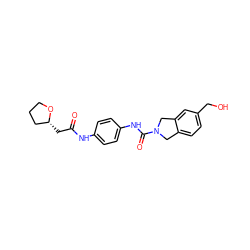 O=C(C[C@@H]1CCCO1)Nc1ccc(NC(=O)N2Cc3ccc(CO)cc3C2)cc1 ZINC000166367570