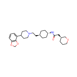 O=C(C[C@@H]1CCCOC1)N[C@H]1CC[C@H](CCN2CCC(c3cccc4c3OCO4)CC2)CC1 ZINC000261110797