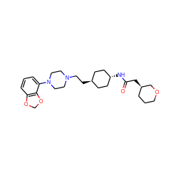 O=C(C[C@@H]1CCCOC1)N[C@H]1CC[C@H](CCN2CCN(c3cccc4c3OCO4)CC2)CC1 ZINC000261173588