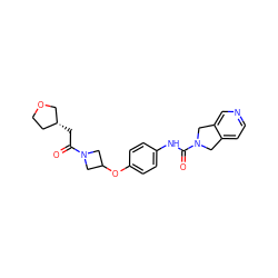 O=C(C[C@@H]1CCOC1)N1CC(Oc2ccc(NC(=O)N3Cc4ccncc4C3)cc2)C1 ZINC000165826980