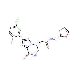 O=C(C[C@@H]1CNC(=O)c2cc(-c3cc(Cl)ccc3F)cn21)NCc1ccco1 ZINC000169325632