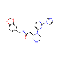 O=C(C[C@@H]1CNCCN1c1ccnc(-n2ccnc2)n1)NCc1ccc2c(c1)OCO2 ZINC000035270402