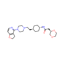 O=C(C[C@@H]1COCCO1)N[C@H]1CC[C@H](CCN2CCN(c3nccc4c3CCO4)CC2)CC1 ZINC000261188628