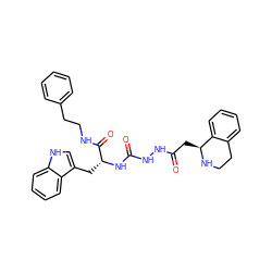 O=C(C[C@@H]1NCCc2ccccc21)NNC(=O)N[C@H](Cc1c[nH]c2ccccc12)C(=O)NCCc1ccccc1 ZINC000028114157