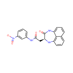 O=C(C[C@@H]1Nc2cccc3cccc(c23)NC1=O)Nc1cccc([N+](=O)[O-])c1 ZINC000001049888