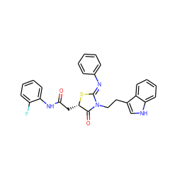 O=C(C[C@@H]1S/C(=N\c2ccccc2)N(CCc2c[nH]c3ccccc23)C1=O)Nc1ccccc1F ZINC000100491950