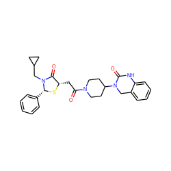 O=C(C[C@@H]1S[C@H](c2ccccc2)N(CC2CC2)C1=O)N1CCC(N2Cc3ccccc3NC2=O)CC1 ZINC000103267567