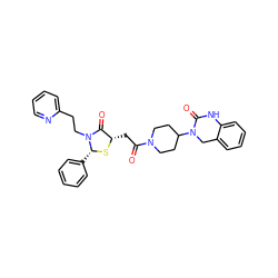 O=C(C[C@@H]1S[C@H](c2ccccc2)N(CCc2ccccn2)C1=O)N1CCC(N2Cc3ccccc3NC2=O)CC1 ZINC000103267695