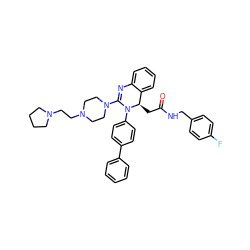 O=C(C[C@@H]1c2ccccc2N=C(N2CCN(CCN3CCCC3)CC2)N1c1ccc(-c2ccccc2)cc1)NCc1ccc(F)cc1 ZINC001772571750