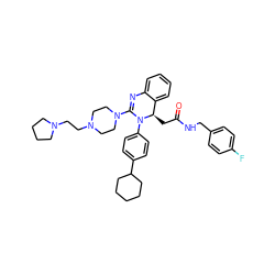 O=C(C[C@@H]1c2ccccc2N=C(N2CCN(CCN3CCCC3)CC2)N1c1ccc(C2CCCCC2)cc1)NCc1ccc(F)cc1 ZINC001772590373