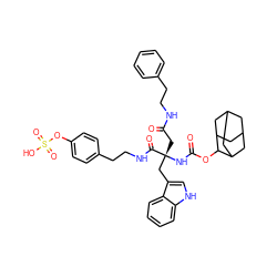 O=C(C[C@](Cc1c[nH]c2ccccc12)(NC(=O)OC1C2CC3CC(C2)CC1C3)C(=O)NCCc1ccc(OS(=O)(=O)O)cc1)NCCc1ccccc1 ZINC000027995954