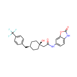 O=C(C[C@]1(O)CC[C@@H](Cc2ccc(C(F)(F)F)cc2)CC1)Nc1ccc2[nH]c(=O)oc2c1 ZINC001772588976