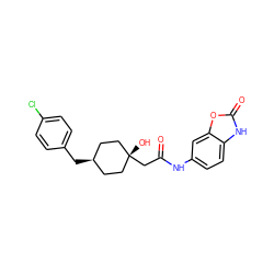 O=C(C[C@]1(O)CC[C@@H](Cc2ccc(Cl)cc2)CC1)Nc1ccc2[nH]c(=O)oc2c1 ZINC001772600207