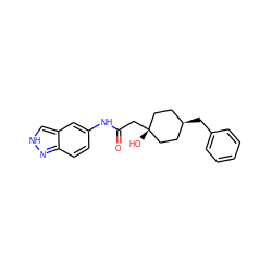 O=C(C[C@]1(O)CC[C@@H](Cc2ccccc2)CC1)Nc1ccc2n[nH]cc2c1 ZINC001772648697