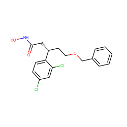 O=C(C[C@H](CCOCc1ccccc1)c1ccc(Cl)cc1Cl)NO ZINC000103232255