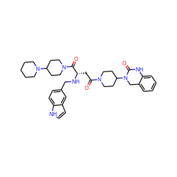 O=C(C[C@H](NCc1ccc2[nH]ccc2c1)C(=O)N1CCC(N2CCCCC2)CC1)N1CCC(N2Cc3ccccc3NC2=O)CC1 ZINC000084618929