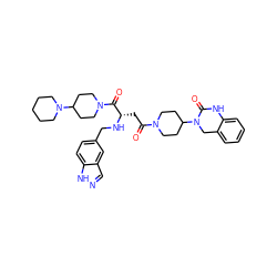 O=C(C[C@H](NCc1ccc2[nH]ncc2c1)C(=O)N1CCC(N2CCCCC2)CC1)N1CCC(N2Cc3ccccc3NC2=O)CC1 ZINC000084618932