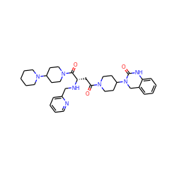 O=C(C[C@H](NCc1ccccn1)C(=O)N1CCC(N2CCCCC2)CC1)N1CCC(N2Cc3ccccc3NC2=O)CC1 ZINC000084619609